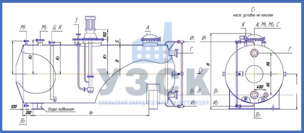 Чертеж емкости ГКК в Ельце